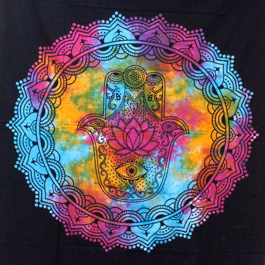Colcha de Algodón Hamsa Negro · Individual
