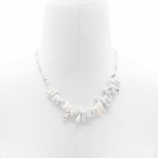 Collier de pierres précieuses Longstone - Jaspe blanc