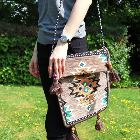 Bolso bandolera de festival Kilim beige - Bolsos de Kilim
