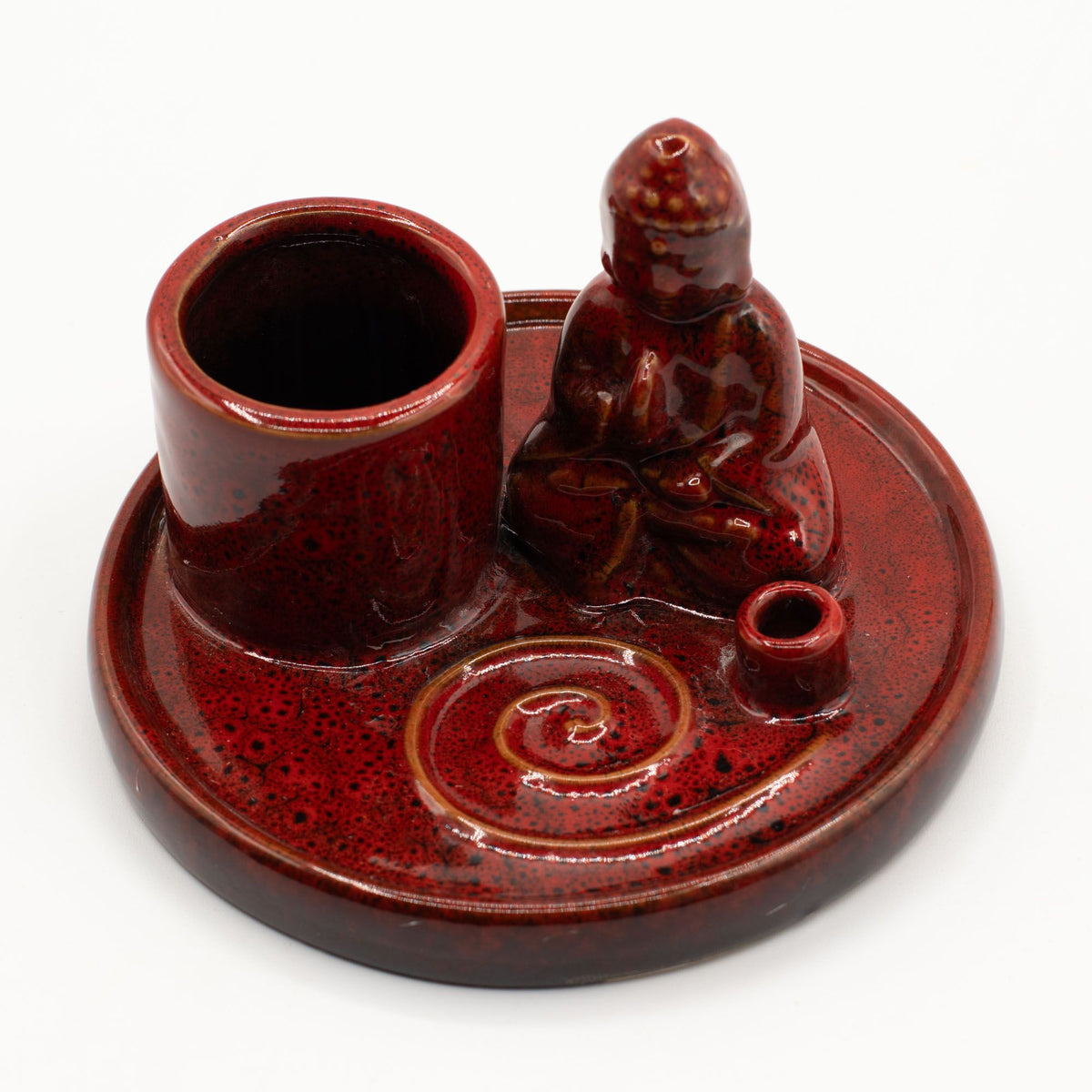 Plato de incienso de Buda multiuso - cerámica roja suave - Placas de incienso de Buda