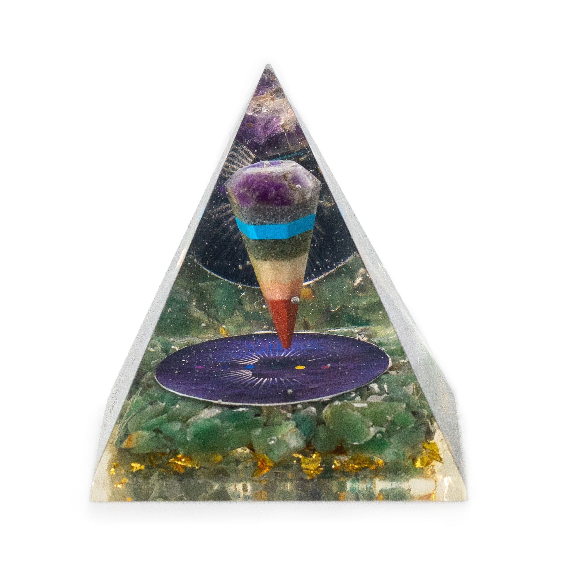 Med Orgonita Pirámides 7x6 cm - Péndulo - Chips de Aventurina Verde - Objetos y pirámides de orgonita