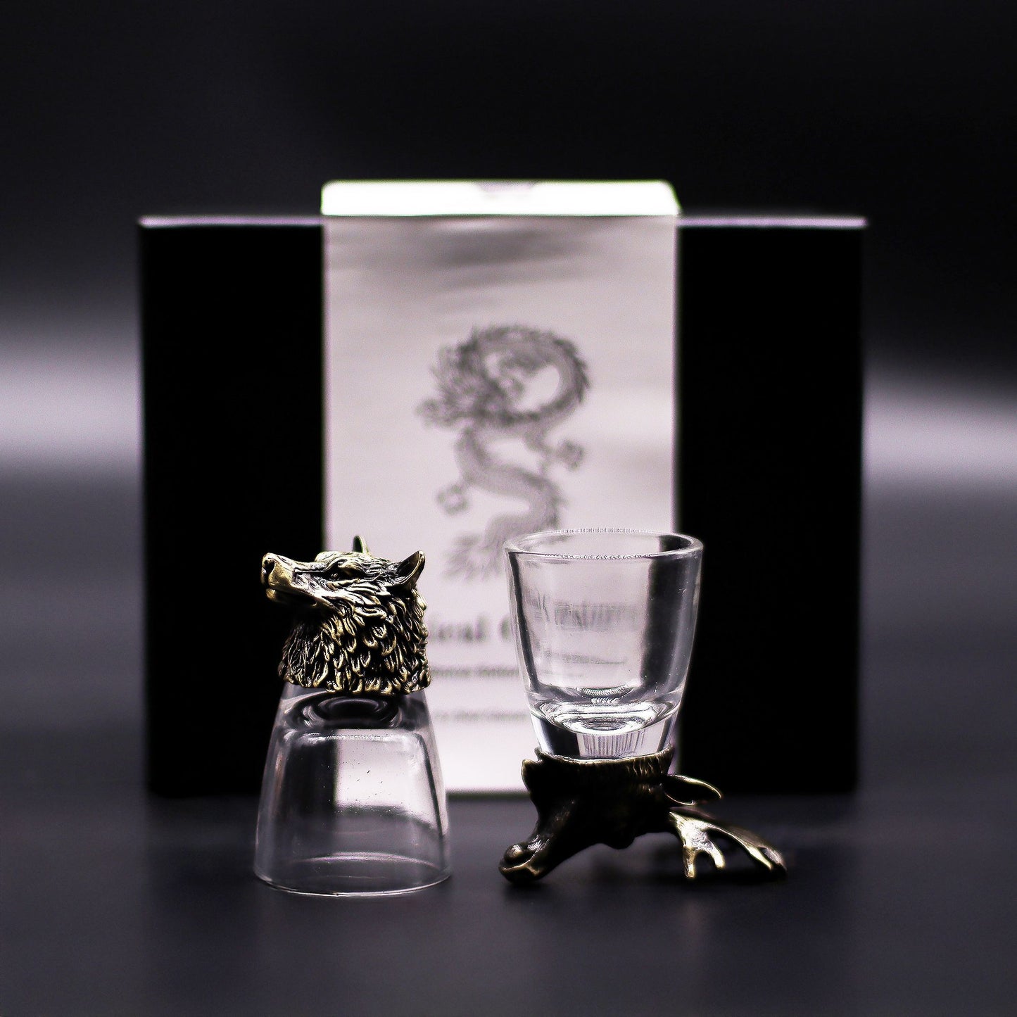 Conjunto regalo de 6 vasos de chupito (50 ml) - Criaturas Salvajes del Bosque - Bronce antiguo