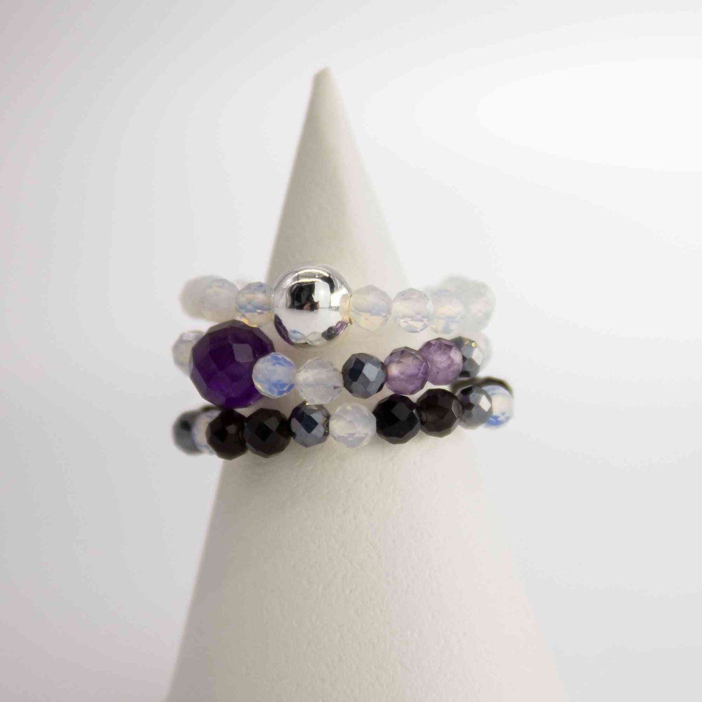 Conjunto de anillos de gema del espíritu de ninfa - Luna Llena