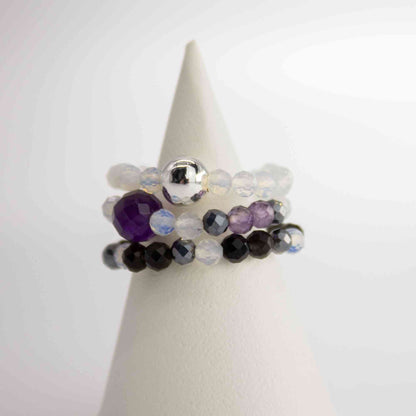 Conjunto de anillos de gema del espíritu de ninfa - Luna Llena