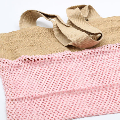 Bolsa de Malla de Yute Suave Puro y Algodón- Rosa