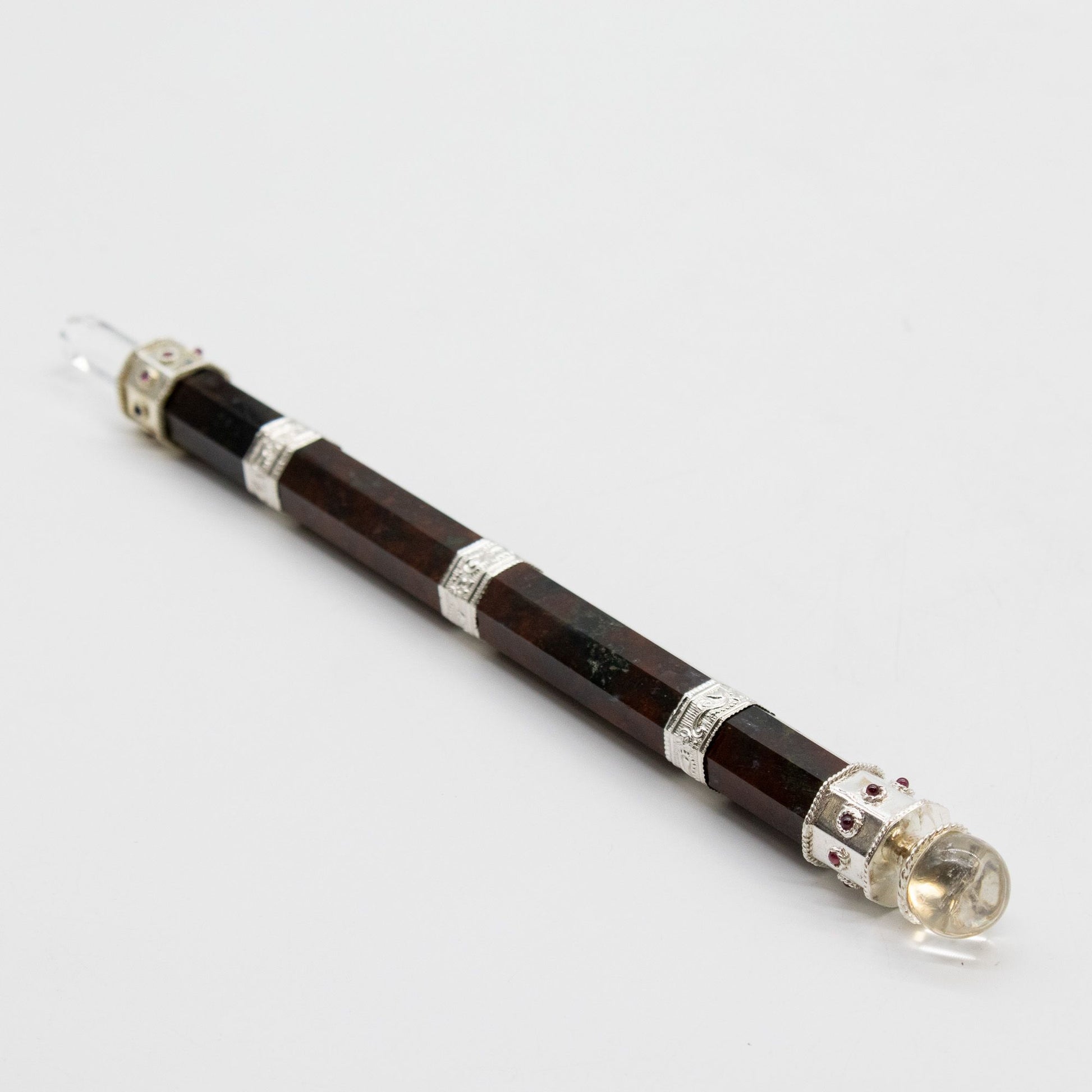 Varita Bloodroot Soverign -Extra Largo Fancy Jasper Magic- Parte superior de bola de cristal - 26cm - Varitas de Sanación con