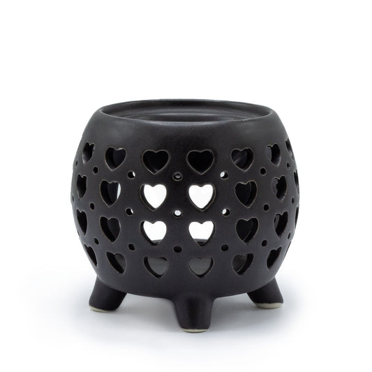 Multiple Hearts Potpourri Oil Burner - Matte Black