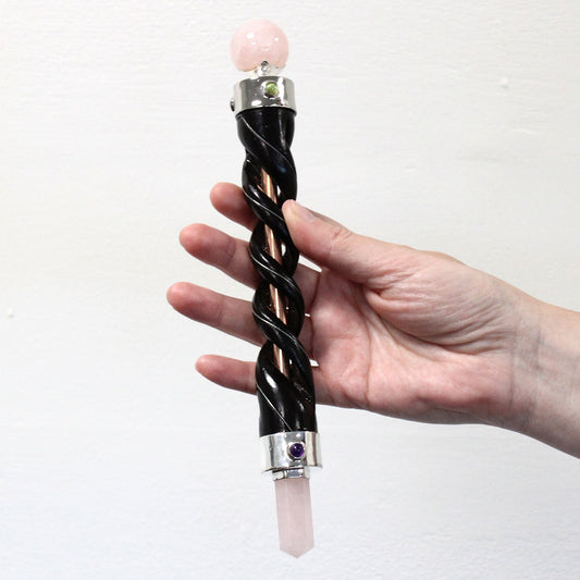 Varita Curativa de Tallado en Espiral - Tubo de Cobre Amatista - Varitas de Sanación con Cristales, amatista