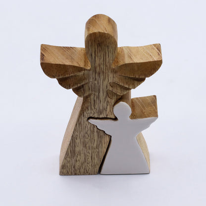 Ángel de madera de mango en Ángel - Esmalte blanco