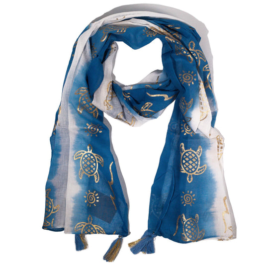 Nomad Sari Pañuelo de verano con estampado de tortugas - Azul mar (180x50 cm) | Colección Mediterránea Nomad Sari | El Bazar