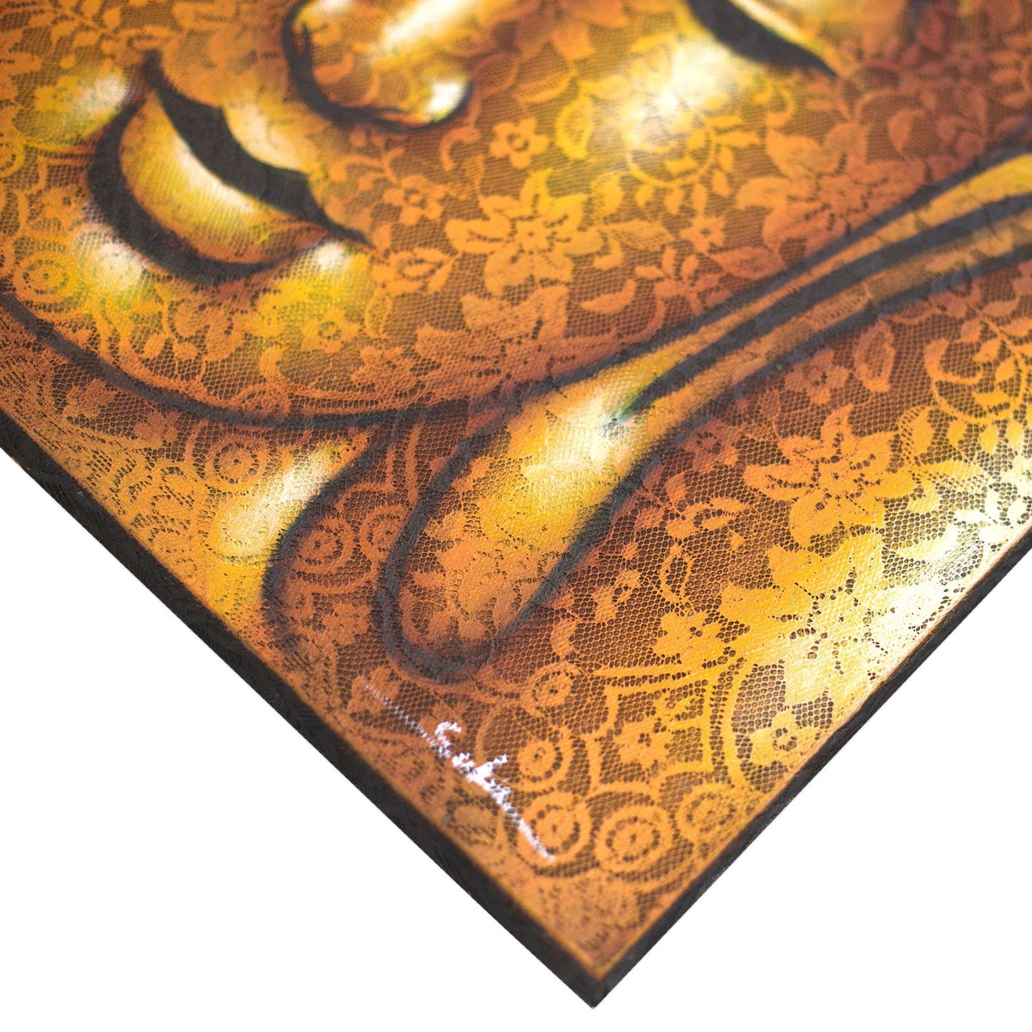 Cuadro de Buda · Detalle de Brocado en Oro