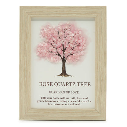 Cuadro de piedra preciosa - Árbol de la Vida - Cuarzo rosa (20x14.7x1cm)