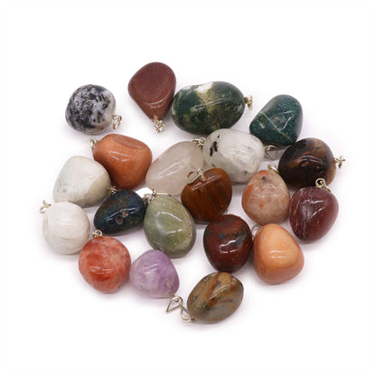 20x Colgantes Mixtos de Cristal Plateado y Piedras Talladas - Gemas mixtas