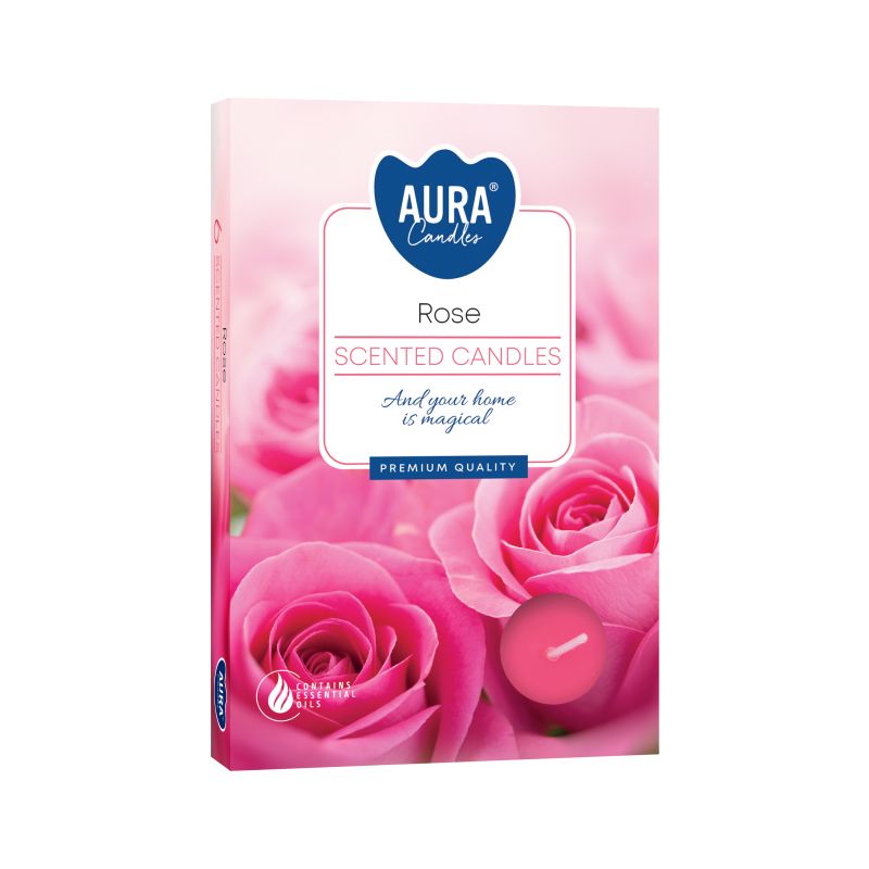 1x Set de 6 Velas de Té Perfumadas - Rose - Velas de té perfumadas