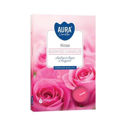 1x Set de 6 Velas de Té Perfumadas - Rose - Velas de té perfumadas