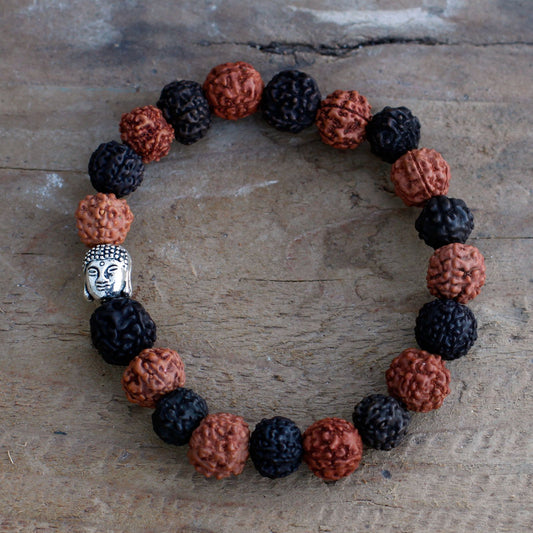 Rudraksha Brazalete de Buda Japa Mala - Mix - Rudraksha Buda Japa Mala, brazalete