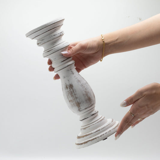 Candelero Clásico - Blanco - 30x10cm - Mediano - Candelabros de Madera