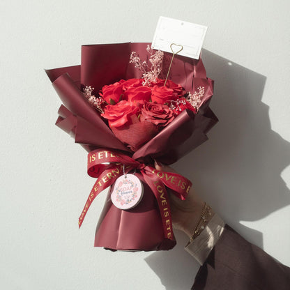 Ramo de Rosas de Jabón Rojas · «El Amor es Eterno» · Con Tarjeta