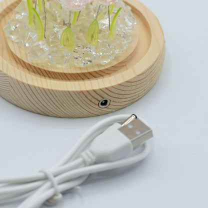 Domo de jardín Floral Glow - 10 rosas rosadas - LED USB