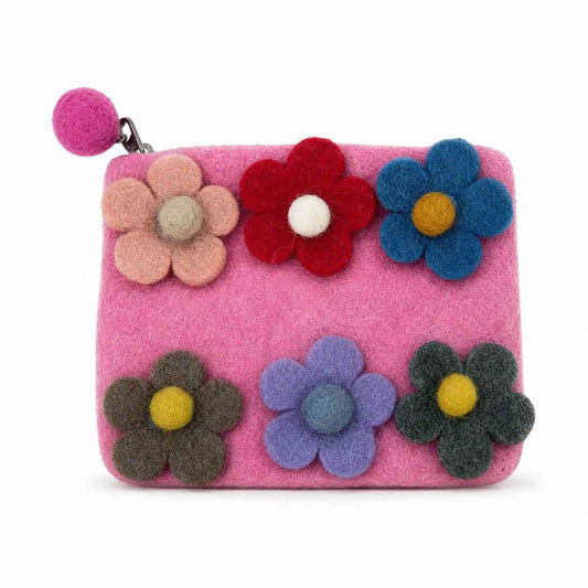 Seis estuches con cremallera de fieltro con flores (3 surtidos)