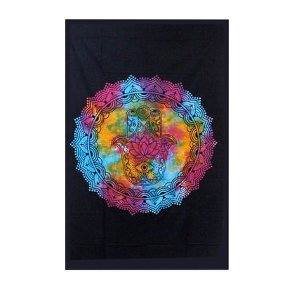 Colcha de Algodón Hamsa Negro · Individual