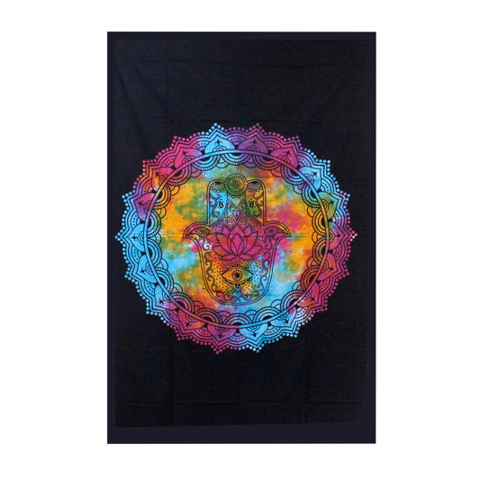 Colcha de Algodón Hamsa Negro · Doble