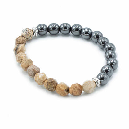 Pulsera de Piedra Preciosa Tallada - Jaspe Rayado Magnético