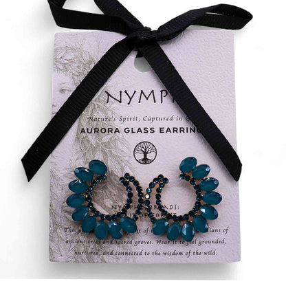 Pendientes de Cristal Vintage - Aro - Verde Turquesa