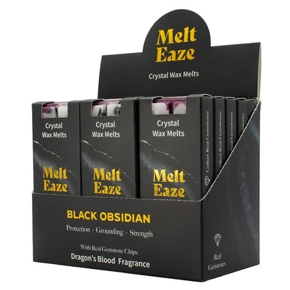 MeltEaze Wax Melts 50g - Escudo de Obsidiana - Sangre de Dragón - Pastillas de Cera derretibles con Gemas