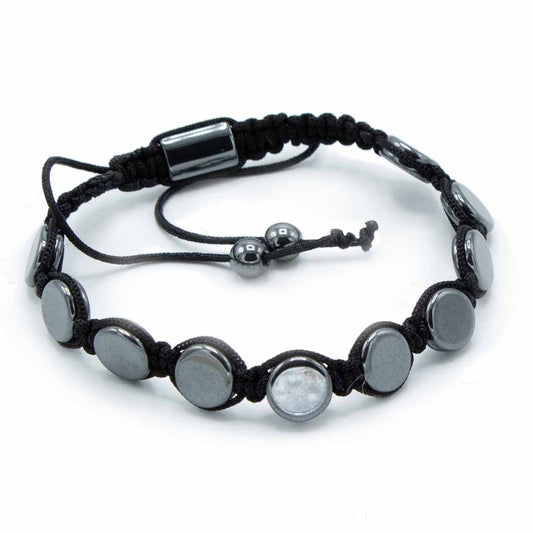 Bracelet magnétique Shamballa en hématite - Cercles plats