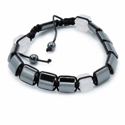 Bracelet Magnétique Shamballa en Hématite - Cuboïdes Roses