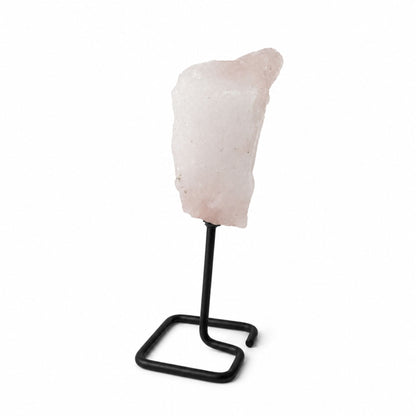 Especimen mineral en soporte de metal - Cuarzo rosa