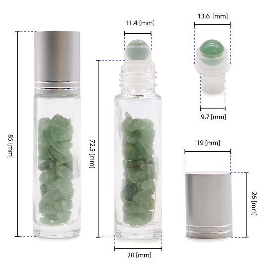 Botella de rodillo de aceite esencial de piedras preciosas - Amatista - Tapa plateada - Botellas Roll-on con gemas 10ml