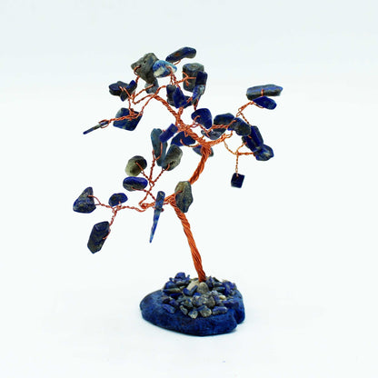 Árbol de piedras preciosas: Sodalita sobre base de ágata azul (35 piedras) - Gemstone Wishing Trees