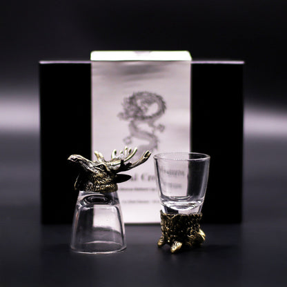 Conjunto regalo de 6 vasos de chupito (50 ml) - Criaturas Salvajes del Bosque - Bronce antiguo