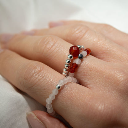 Conjunto de anillos de gema del espíritu ninfa - Amor y Fuego