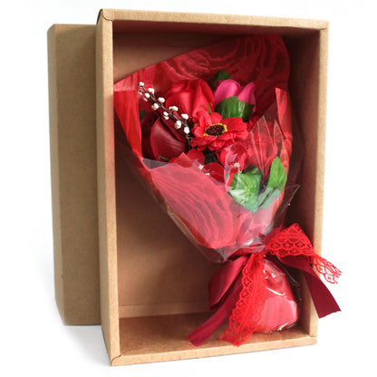 Bouquet de Flores de Jabón en Caja Regalo · Rojo