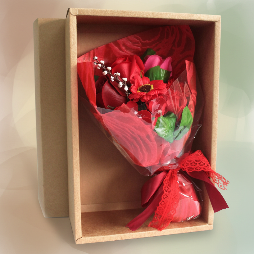 Bouquet de Flores de Jabón en Caja Regalo · Rojo
