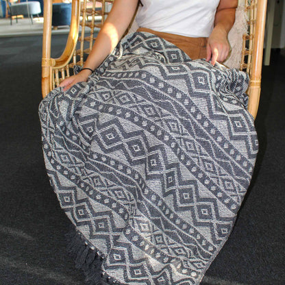 Mantas Boho Confort - Gris Geométrico