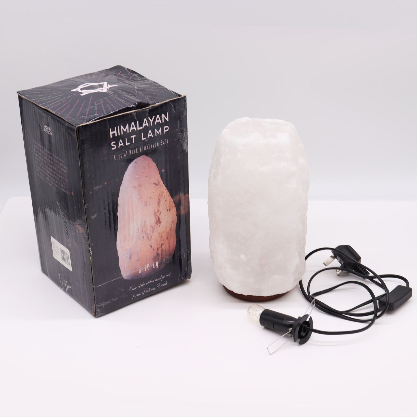 Lámpara de Sal del Himalaya de Cristal de Roca - & Base apx 8-10kg