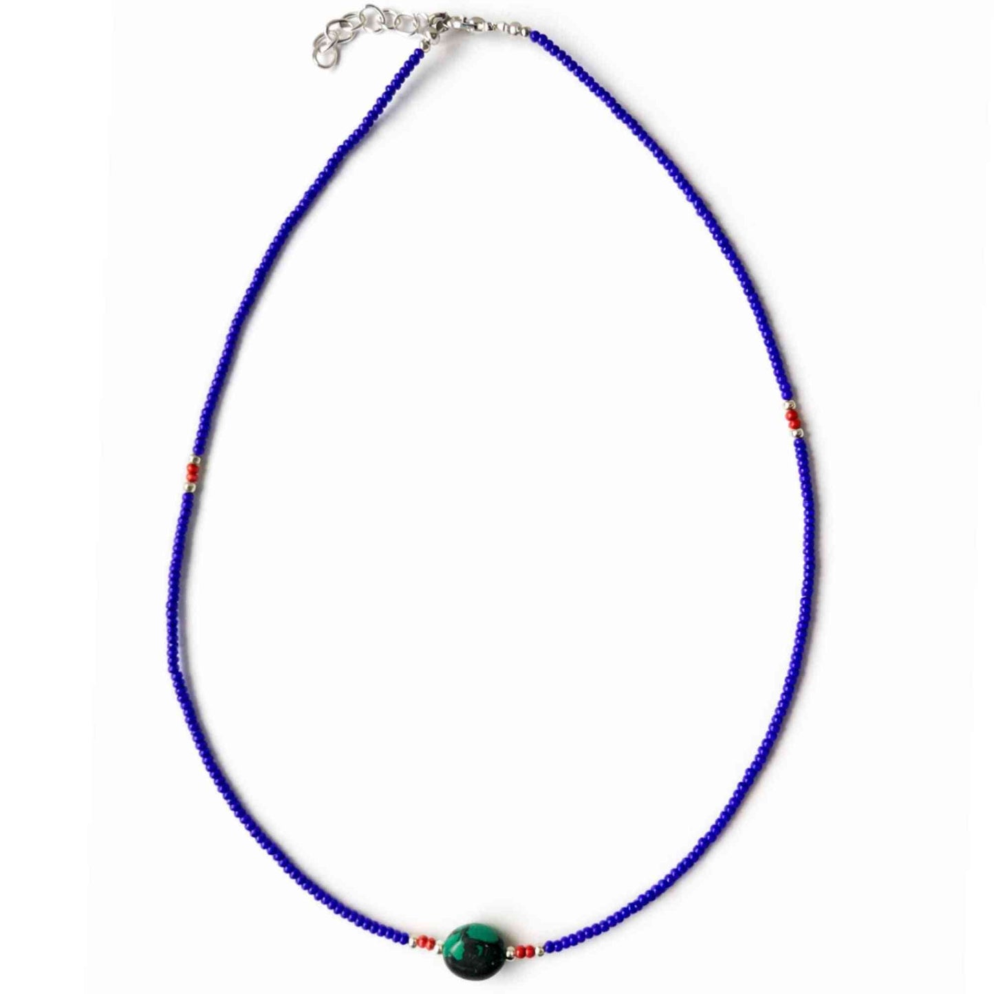 Colgante fino de lapislázuli y turquesa de Nepal - collar (42 cm)