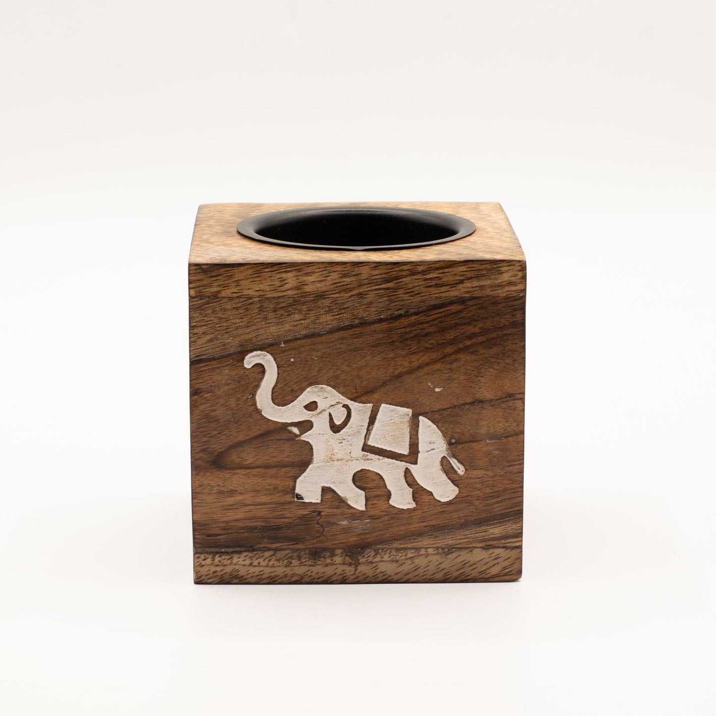 Quemador de aceite de madera de mango cuadrado  - Elefante