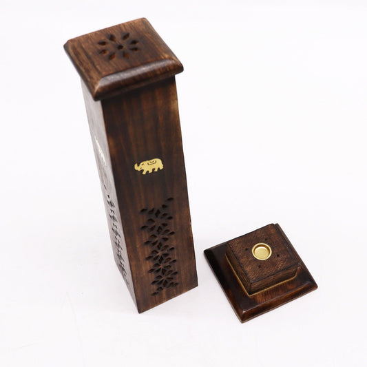 Box of 2 Tapered Incense Tower - Mango Wood - Soporte de Incienso