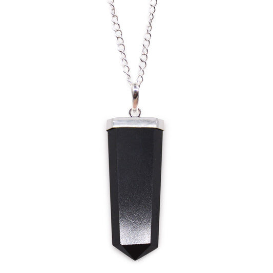 Flat Gemstone Pendant - Black Agate