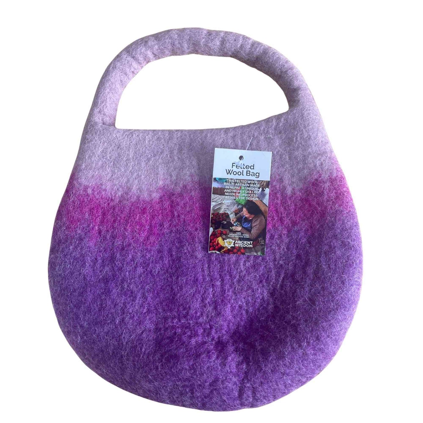 Bolso de abejas de fieltro al agua - Un asa con imán - Tonos lavanda