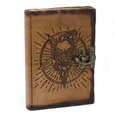 Pentagram and Skull Leather Journal · Burnt Pages