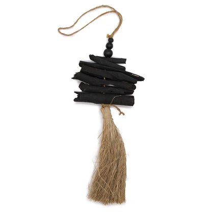 Colgante Decorativo Driftwood · Madera, Rafia y Cuentas de Pino