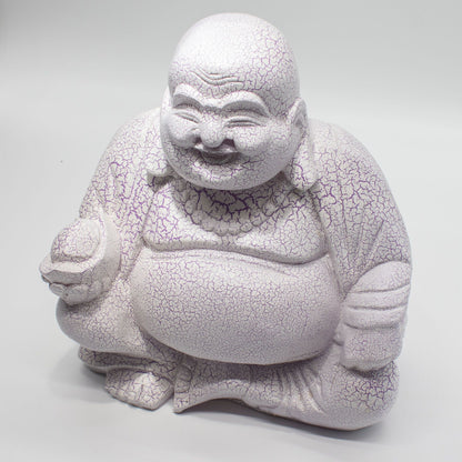 Lámpara del Buda risueño - Lavanda craquelada - Soporte redondo