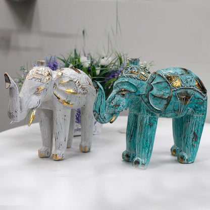 Elefante Tallado en Madera - Oro Blanco