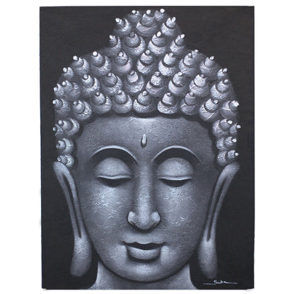 Cuadro de Buda · Detalle de Brocado en Gris